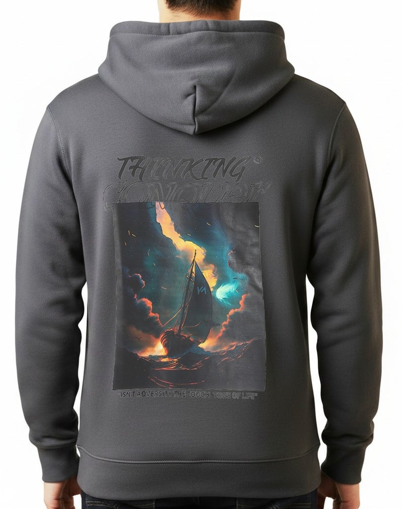 Oversize Hoodie (Thinking Conquer) Dark Grey - Image 1